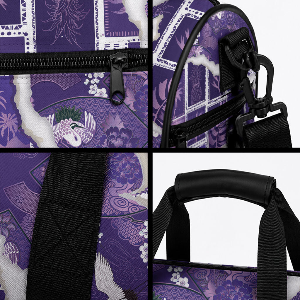Hawaii Japanese Culture Purple Duffle Bag Spring Cranes Aloha Pattern LT01 - Polynesian Pride