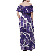 Hawaii Japanese Culture Purple Family Matching Off Shoulder Maxi Dress and Hawaiian Shirt Spring Cranes Aloha Pattern LT01 - Polynesian Pride