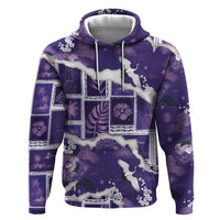 Hawaii Japanese Culture Purple Hoodie Spring Cranes Aloha Pattern