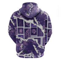 Hawaii Japanese Culture Purple Hoodie Spring Cranes Aloha Pattern