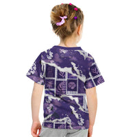 Hawaii Japanese Culture Purple Kid T Shirt Spring Cranes Aloha Pattern