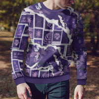 Hawaii Japanese Culture Purple Ugly Christmas Sweater Spring Cranes Aloha Pattern LT01 - Polynesian Pride