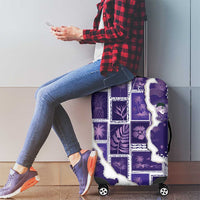 Hawaii Japanese Culture Purple Luggage Cover Spring Cranes Aloha Pattern