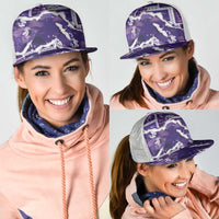 Hawaii Japanese Culture Purple Mesh Trucker Cap Spring Cranes Aloha Pattern