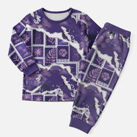 Hawaii Japanese Culture Purple Christmas Pajama Set Spring Cranes Aloha Pattern LT01 Men Purple - Polynesian Pride