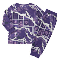 Hawaii Japanese Culture Purple Christmas Pajama Set Spring Cranes Aloha Pattern LT01 - Polynesian Pride