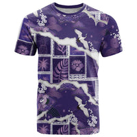 Hawaii Japanese Culture Purple T Shirt Spring Cranes Aloha Pattern