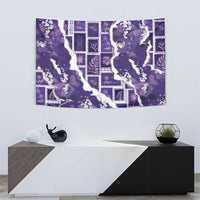 Hawaii Japanese Culture Purple Tapestry Spring Cranes Aloha Pattern