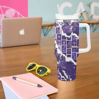 Hawaii Japanese Culture Purple Tumbler With Handle Spring Cranes Aloha Pattern