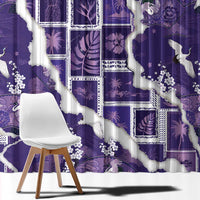 Hawaii Japanese Culture Purple Window Curtain Spring Cranes Aloha Pattern