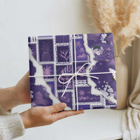 Hawaii Japanese Culture Purple Wrapping Paper Spring Cranes Aloha Pattern