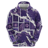 Hawaii Japanese Culture Purple Zip Hoodie Spring Cranes Aloha Pattern