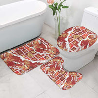 Hawaii Japanese Culture Red Bathroom Set Spring Cranes Aloha Pattern