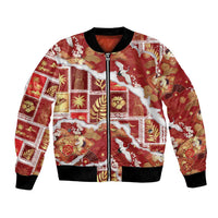 Hawaii Japanese Culture Red Bomber Jacket Spring Cranes Aloha Pattern