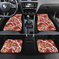 Hawaii Japanese Culture Red Car Mats Spring Cranes Aloha Pattern