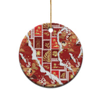 Hawaii Japanese Culture Red Ceramic Ornament Spring Cranes Aloha Pattern LT01 - Polynesian Pride