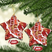 Hawaii Japanese Culture Red Ceramic Ornament Spring Cranes Aloha Pattern LT01 Star Red - Polynesian Pride