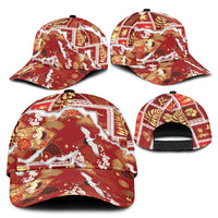 Hawaii Japanese Culture Red Classic Cap Spring Cranes Aloha Pattern