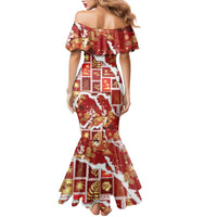 Hawaii Japanese Culture Red Family Matching Mermaid Dress and Hawaiian Shirt Spring Cranes Aloha Pattern LT01 - Polynesian Pride