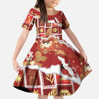 Hawaii Japanese Culture Red Family Matching Puletasi and Hawaiian Shirt Spring Cranes Aloha Pattern