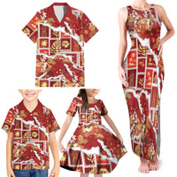 Hawaii Japanese Culture Red Family Matching Tank Maxi Dress and Hawaiian Shirt Spring Cranes Aloha Pattern LT01 - Polynesian Pride