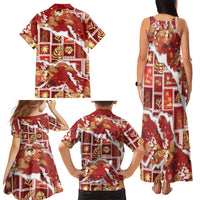 Hawaii Japanese Culture Red Family Matching Tank Maxi Dress and Hawaiian Shirt Spring Cranes Aloha Pattern LT01 - Polynesian Pride