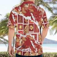 Hawaii Japanese Culture Red Hawaiian Shirt Spring Cranes Aloha Pattern