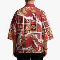 Hawaii Japanese Culture Red Kimono Spring Cranes Aloha Pattern