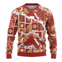 Hawaii Japanese Culture Red Ugly Christmas Sweater Spring Cranes Aloha Pattern LT01 - Polynesian Pride