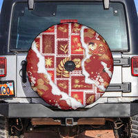 Hawaii Japanese Culture Red Spare Tire Cover Spring Cranes Aloha Pattern