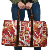 Hawaii Japanese Culture Red Travel Bag Spring Cranes Aloha Pattern