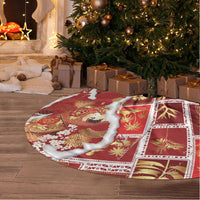 Hawaii Japanese Culture Red Tree Skirt Spring Cranes Aloha Pattern LT01 - Polynesian Pride