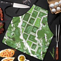 Hawaii Japanese Culture Sage Green Apron Spring Cranes Aloha Pattern