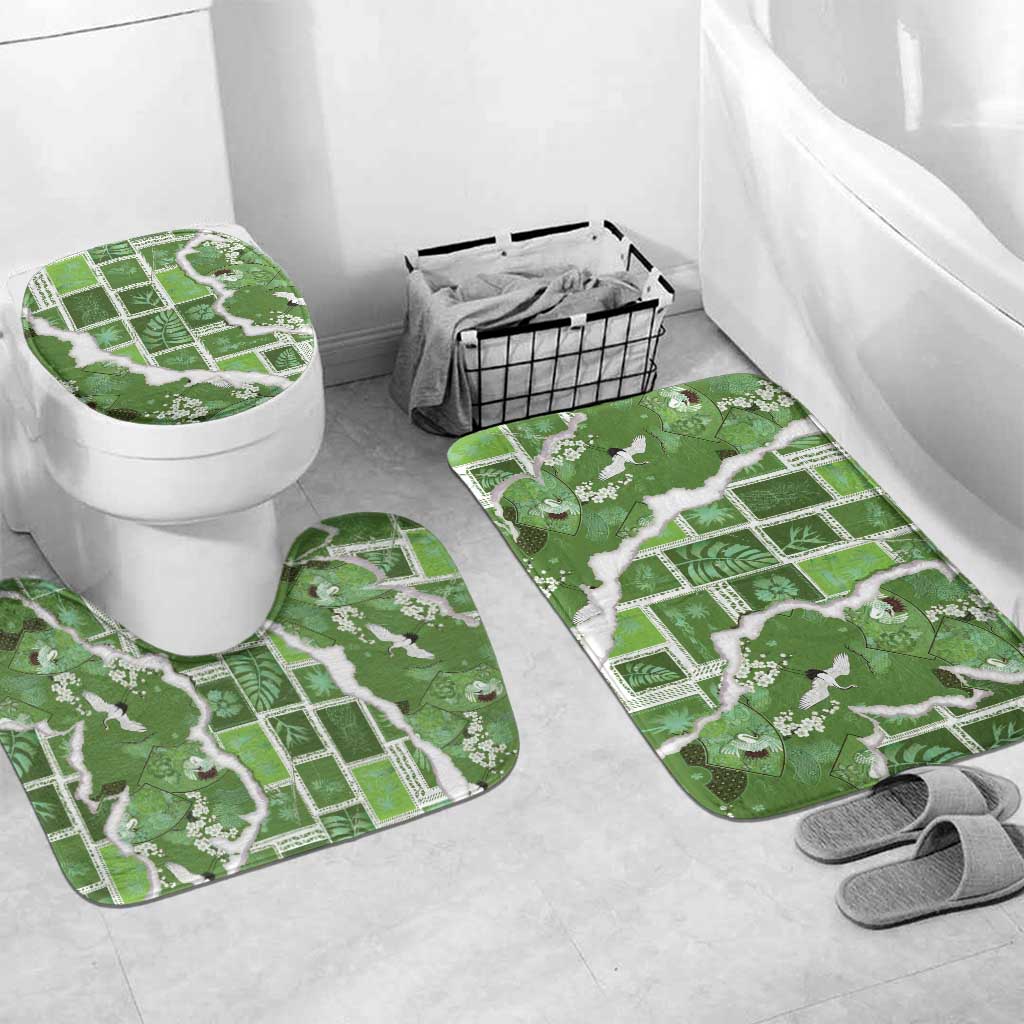 Hawaii Japanese Culture Sage Green Bathroom Set Spring Cranes Aloha Pattern