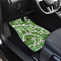 Hawaii Japanese Culture Sage Green Car Mats Spring Cranes Aloha Pattern