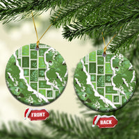 Hawaii Japanese Culture Sage Green Ceramic Ornament Spring Cranes Aloha Pattern LT01 Circle Sage - Polynesian Pride