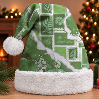 Hawaii Japanese Culture Sage Green Christmas Santa Hat Spring Cranes Aloha Pattern LT01 With Fur Sage - Polynesian Pride