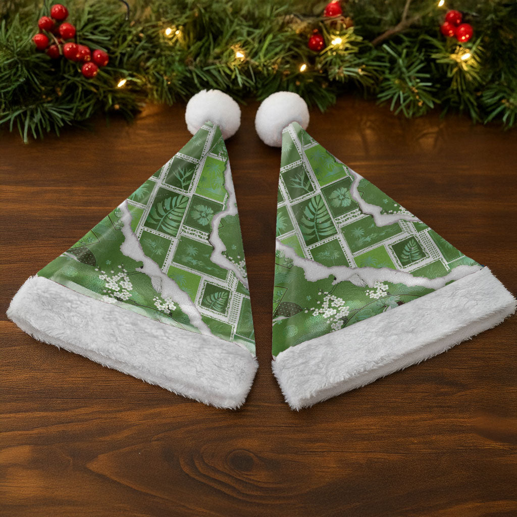 Hawaii Japanese Culture Sage Green Christmas Santa Hat Spring Cranes Aloha Pattern LT01 - Polynesian Pride