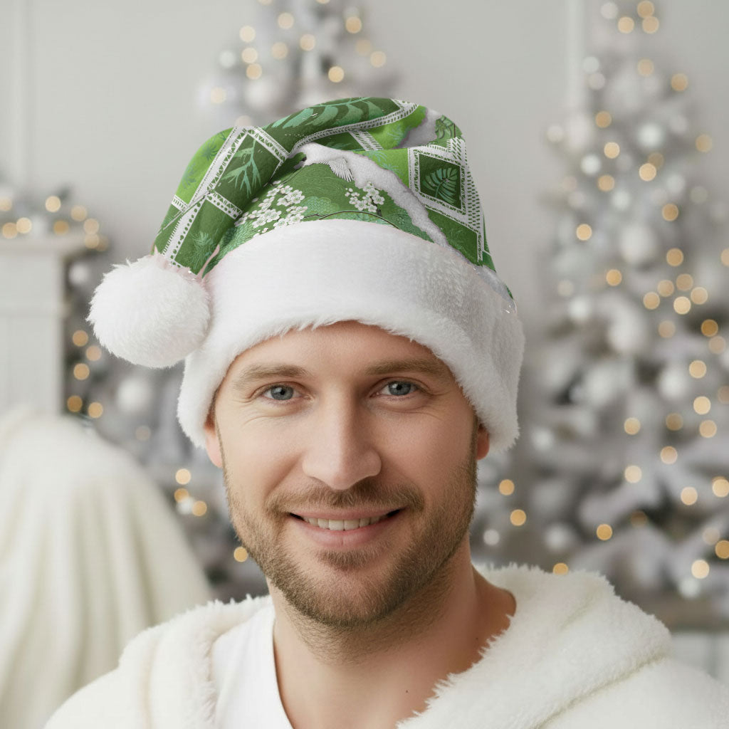 Hawaii Japanese Culture Sage Green Christmas Santa Hat Spring Cranes Aloha Pattern LT01 - Polynesian Pride