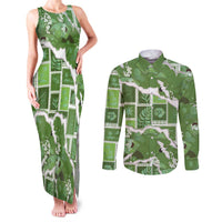 Hawaii Japanese Culture Sage Green Couples Matching Tank Maxi Dress and Long Sleeve Button Shirt Spring Cranes Aloha Pattern LT01 Sage - Polynesian Pride