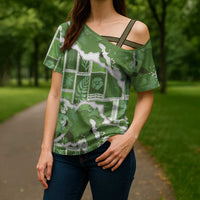 Hawaii Japanese Culture Sage Green Cross Shoulder Shirt Spring Cranes Aloha Pattern