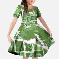 Hawaii Japanese Culture Sage Green Family Matching Long Sleeve Bodycon Dress and Hawaiian Shirt Spring Cranes Aloha Pattern LT01 Daughter's Dress Sage - Polynesian Pride