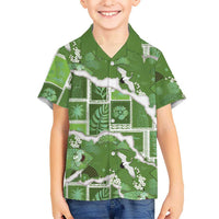 Hawaii Japanese Culture Sage Green Family Matching Off The Shoulder Long Sleeve Dress and Hawaiian Shirt Spring Cranes Aloha Pattern LT01 Son's Shirt Sage - Polynesian Pride