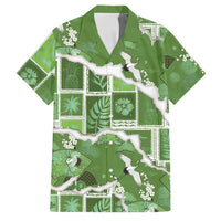 Hawaii Japanese Culture Sage Green Family Matching Off Shoulder Short Dress and Hawaiian Shirt Spring Cranes Aloha Pattern LT01 Dad's Shirt - Short Sleeve Sage - Polynesian Pride