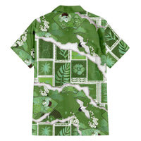 Hawaii Japanese Culture Sage Green Family Matching Puletasi and Hawaiian Shirt Spring Cranes Aloha Pattern