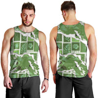 Hawaii Japanese Culture Sage Green Men Tank Top Spring Cranes Aloha Pattern