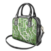 Hawaii Japanese Culture Sage Green Shoulder Handbag Spring Cranes Aloha Pattern