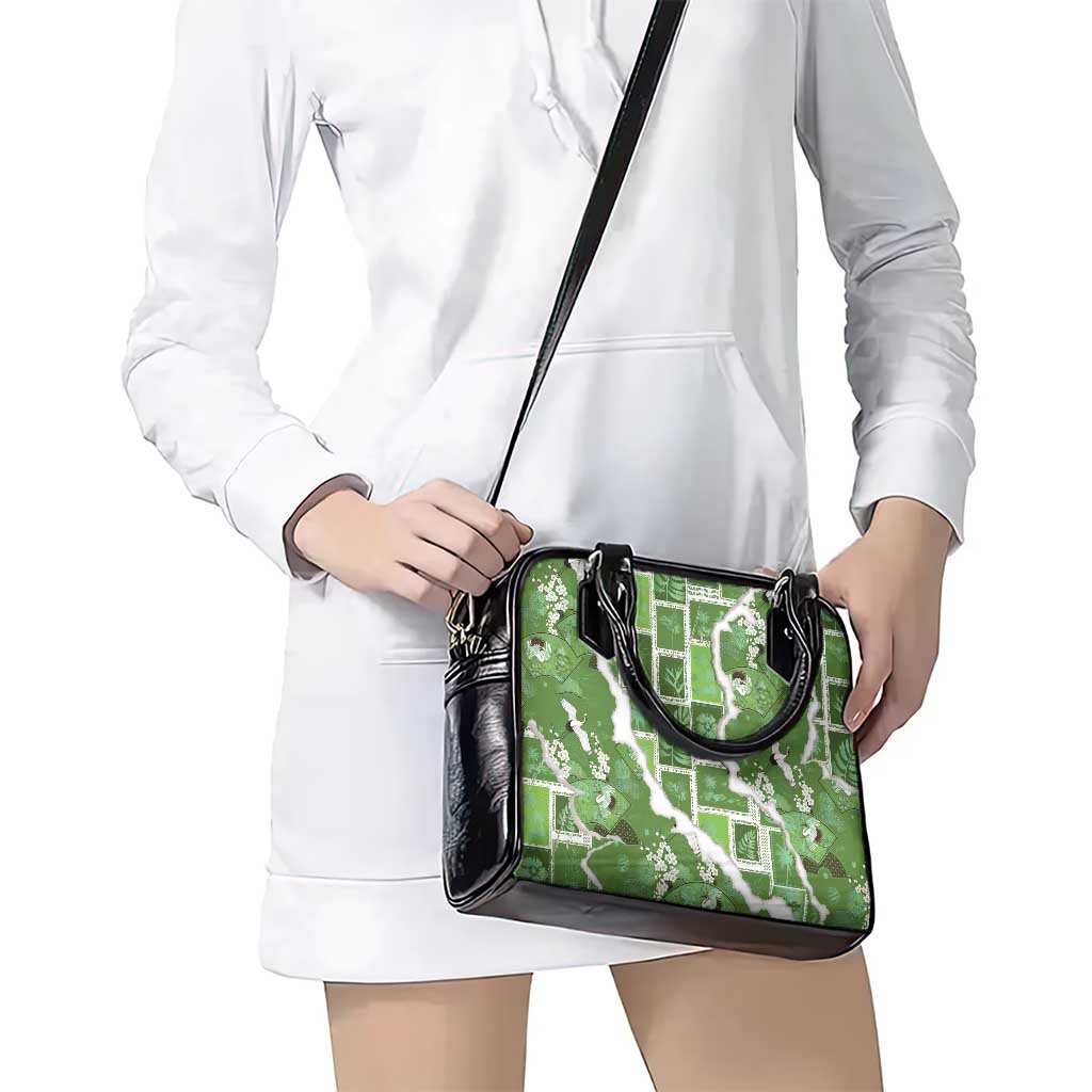 Hawaii Japanese Culture Sage Green Shoulder Handbag Spring Cranes Aloha Pattern