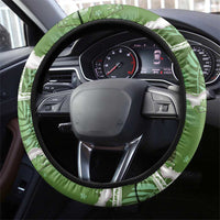 Hawaii Japanese Culture Sage Green Steering Wheel Cover Spring Cranes Aloha Pattern