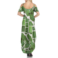Hawaii Japanese Culture Sage Green Summer Maxi Dress Spring Cranes Aloha Pattern